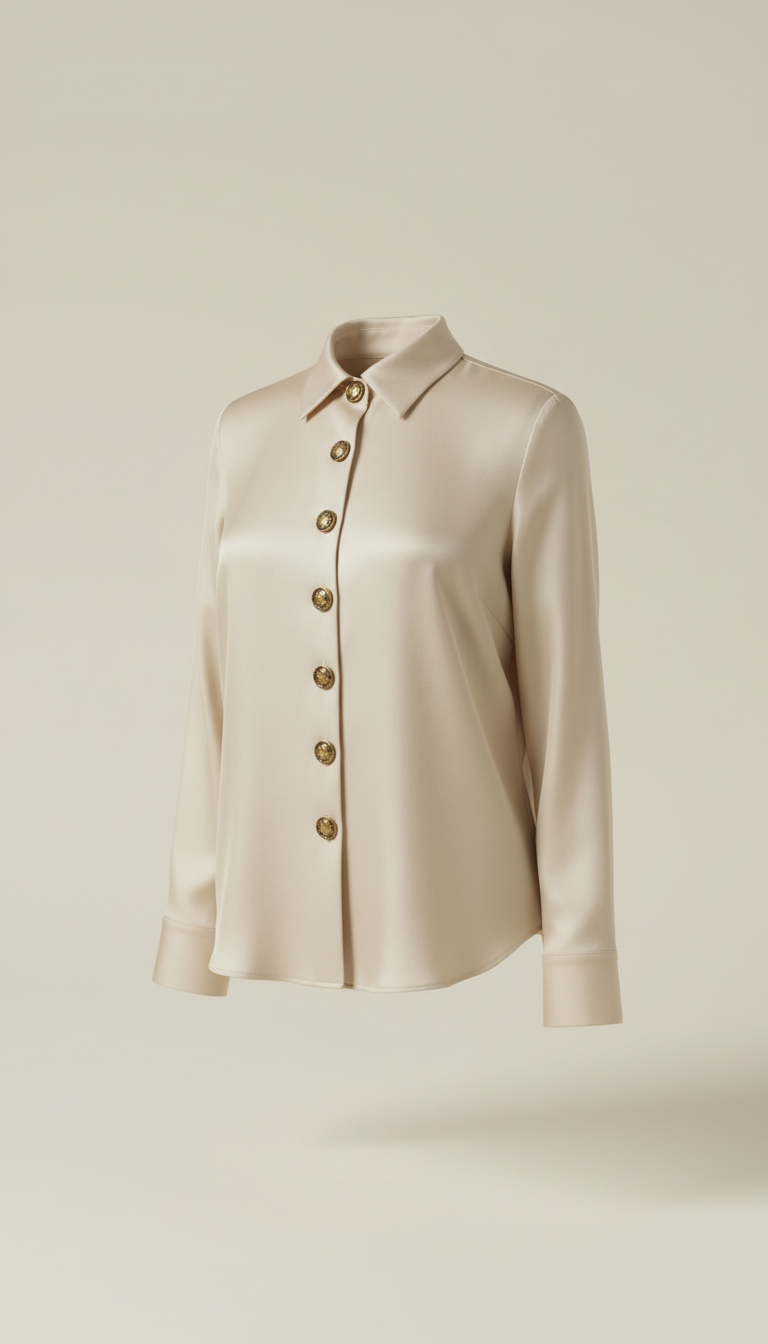 Silk Blouse with Antique Gold Buttons