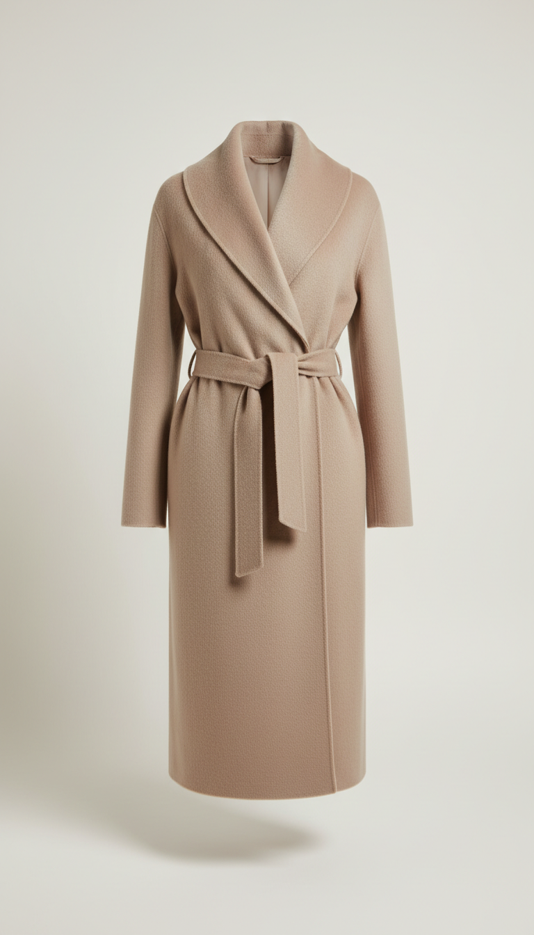 Cashmere Wrap Coat in Soft Taupe